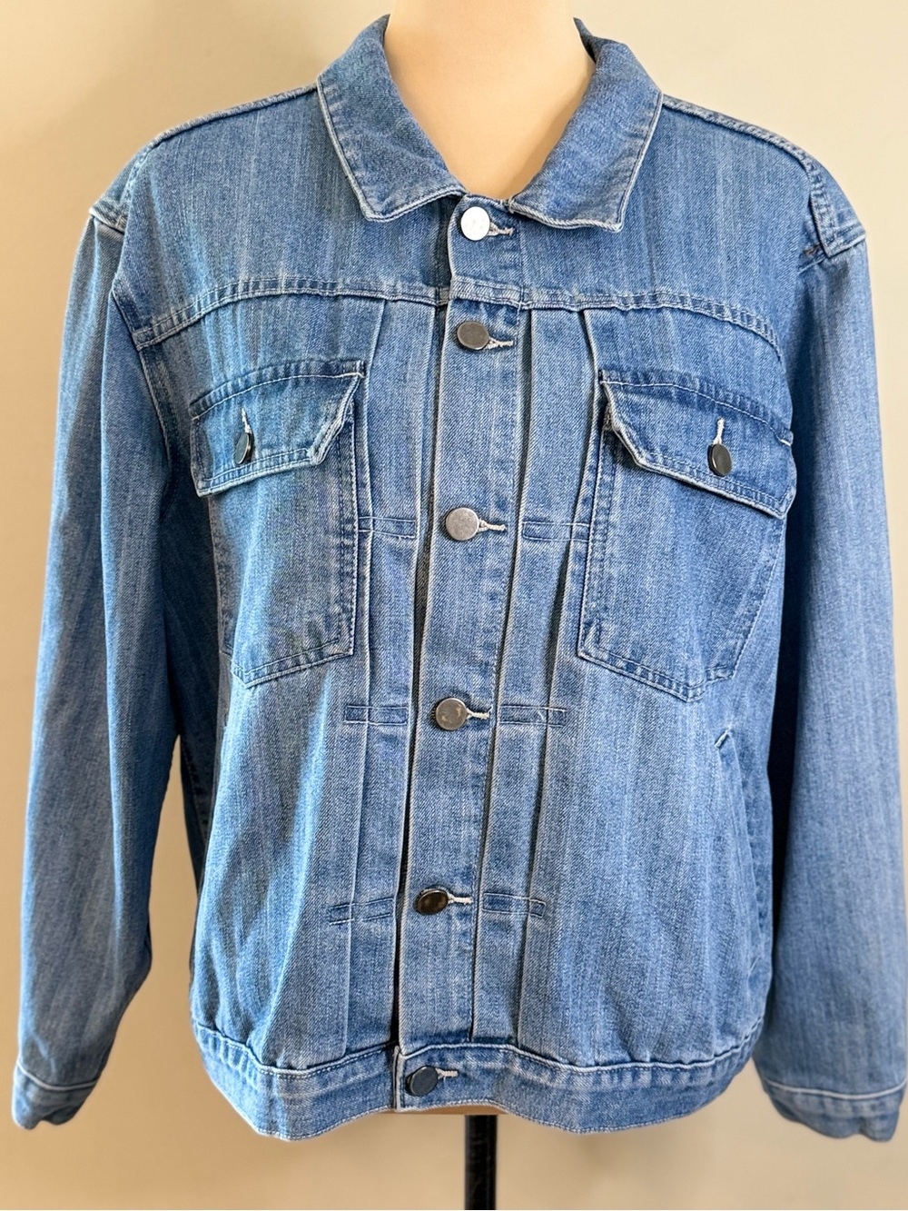 Catherine Malandrino floral embroidered denim jeans jacket SZ LG